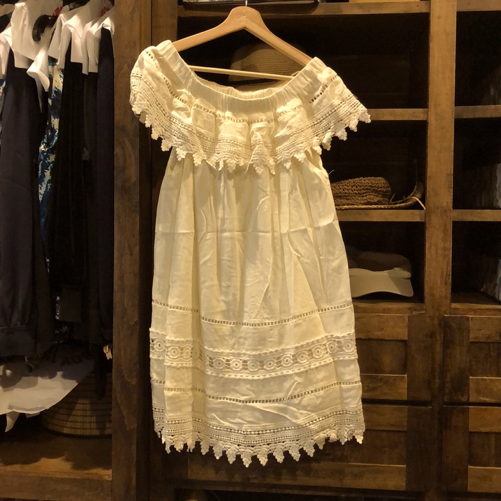 Free Generation || cream colored off the shoulder short dress size large